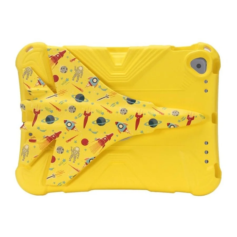 EVA Shockproof Tablet Case with Rotatable Airplane-Shaped Stand for iPad 7th/8th/9th Gen 10.2-inch (2019/2020/2021) - Yellow