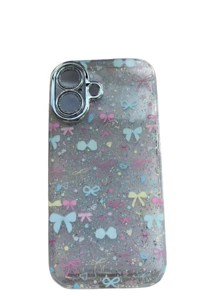 (17-18) iPhone 17 - Transparent Multicolor Bow Glitter