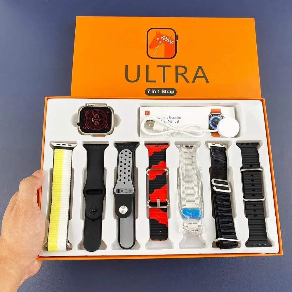 Ultra Smart Watch with 7 Straps Metal Ocean Rubber Nylon Wireless Charger