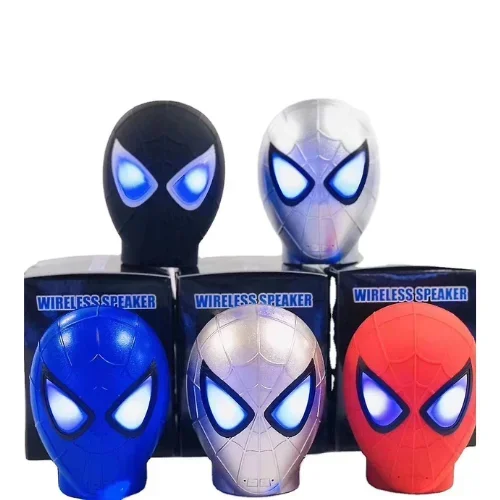RETRACK 5W Display Light Spider-Man Helmet Bluetooth Speaker Avengers Marvel Bass USB Interface Plug-in 32G TF Card Button F4042 5 W Bluetooth Speaker (Red, Stereo Channel)