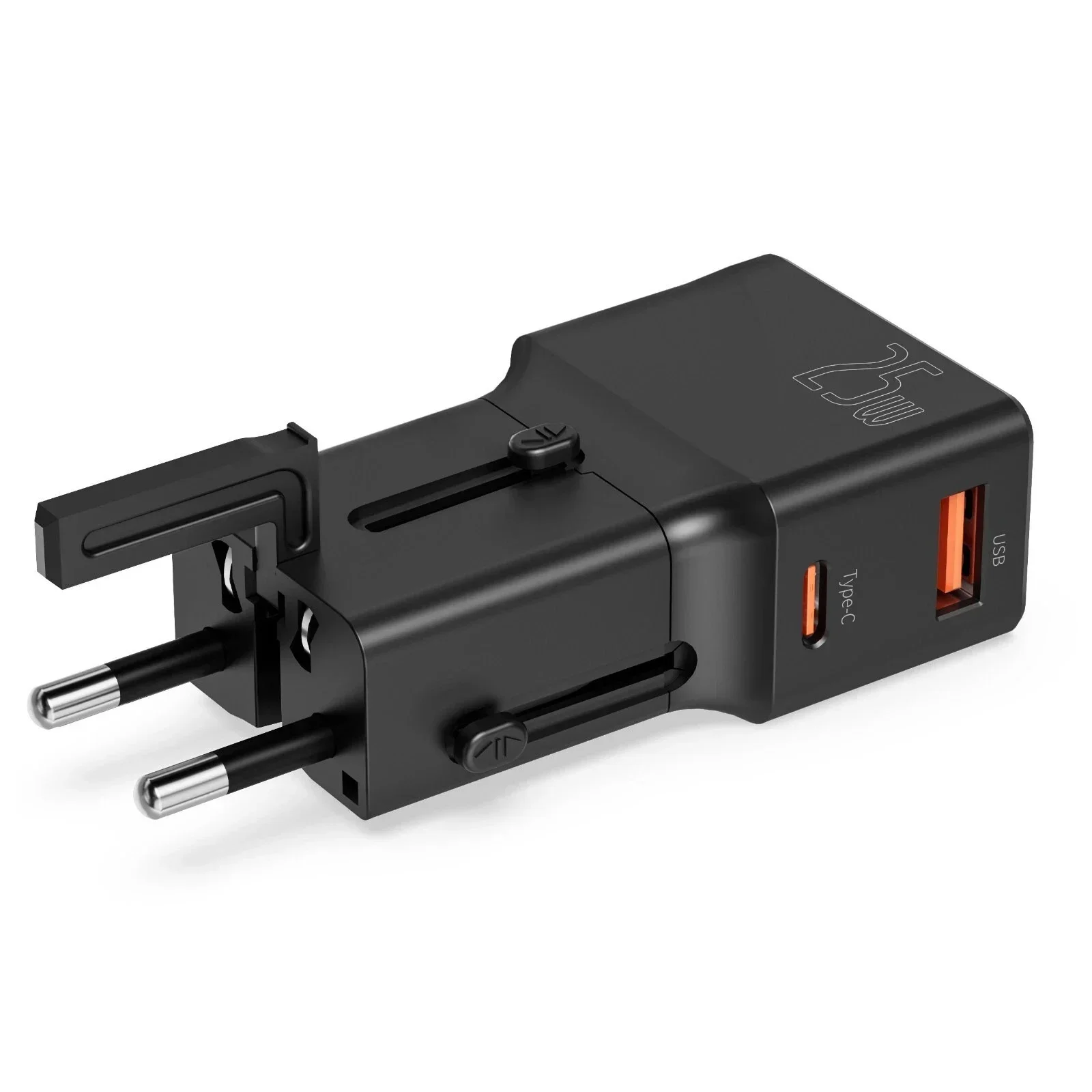 25W Fast Charger Universal International Travel Plug USB C USB Slim