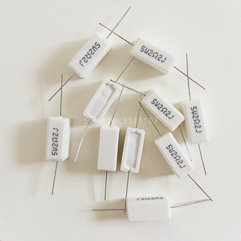 10PCS/LOT 5W 2.2 Ohm 2.2R 2R2 Resistance Ceramic Cement Resistor Cement resistance 5% Error