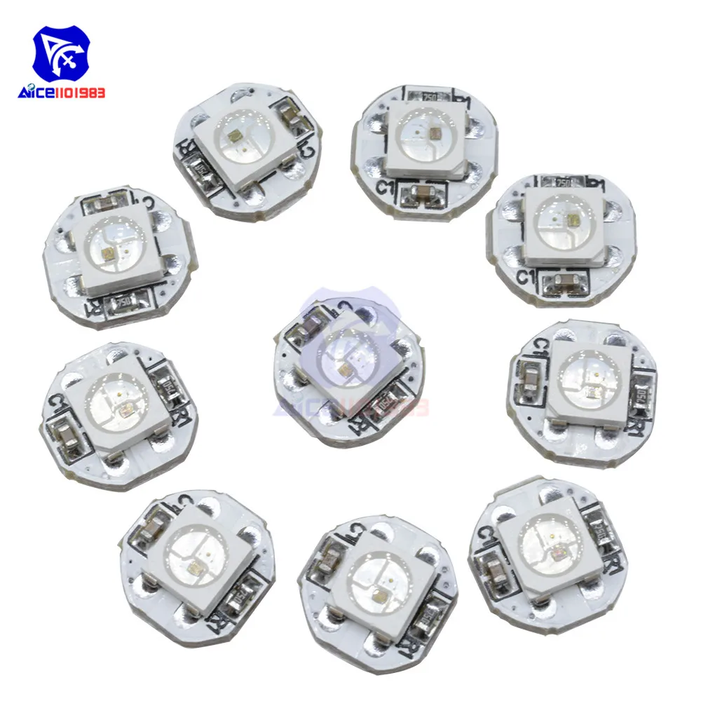 10PCS WS2812B Addressable LED Pixel Light SMD 5050 RGB SMD on Heat Sink Board LED Module Pixels Light 5V DC