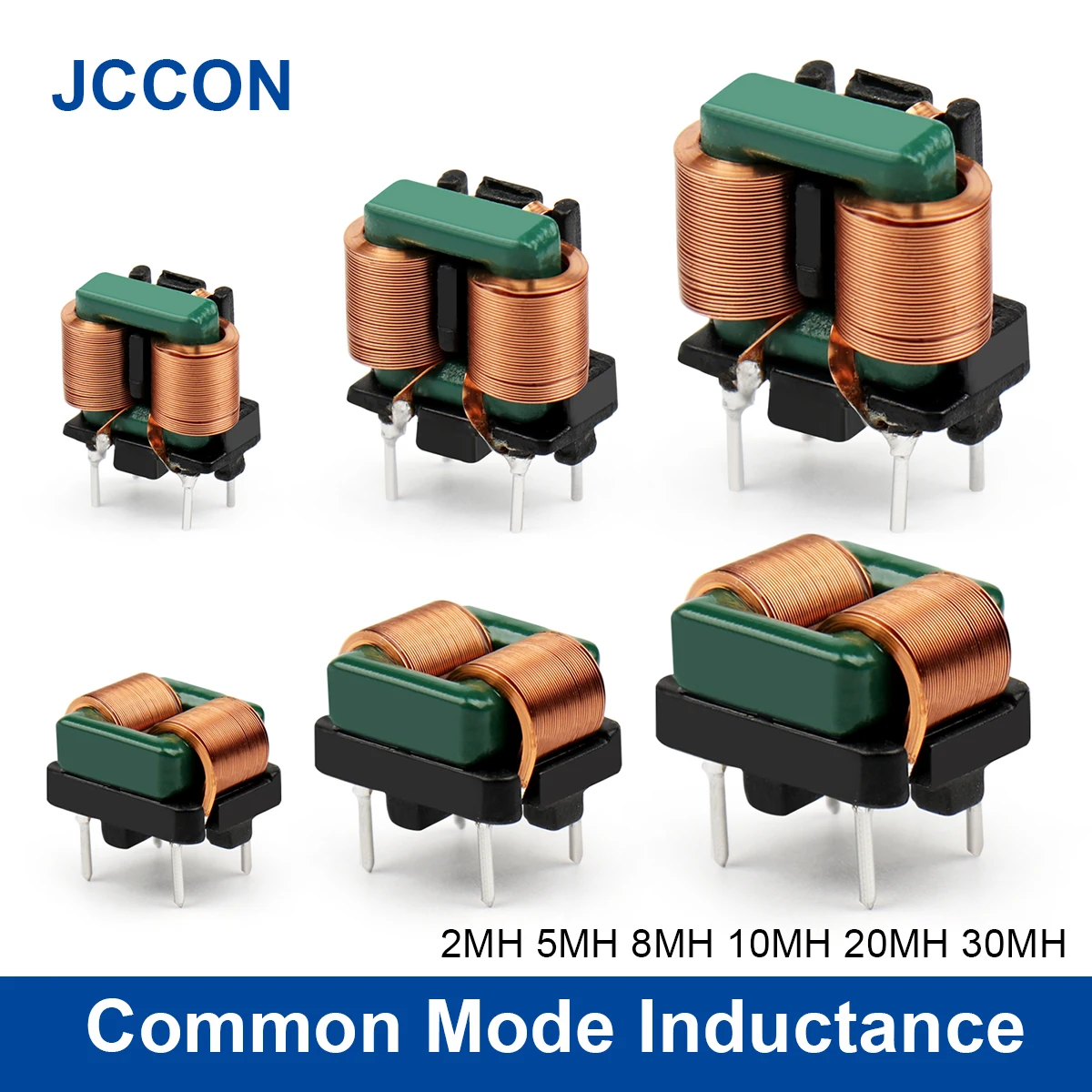 2Pcs Common Mode Inductance High Current Flat Copper Wire Filter inductor EMI Straight Pin Magnetic Toroidal Coil 2MH 5MH 8MH