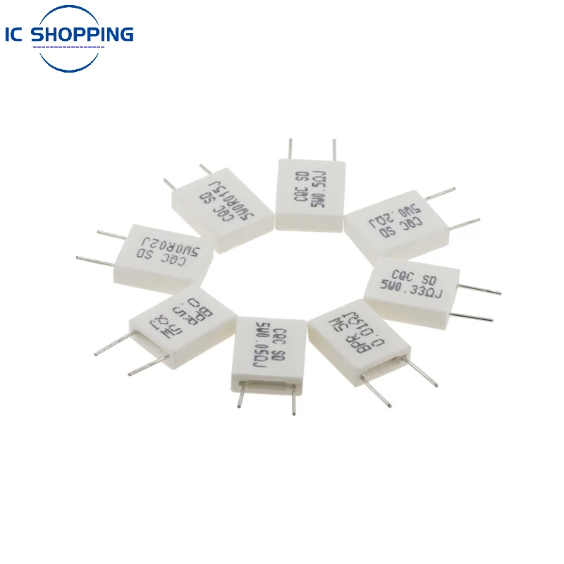 10PCS BPR56 5W Non-inductive Ceramic Cement Resistance 0.01R 0.015 0.022 0.025 0.02 0.033 0.047 0.05 0.1 0.15 0.2 0.25 0.5 1 Ohm