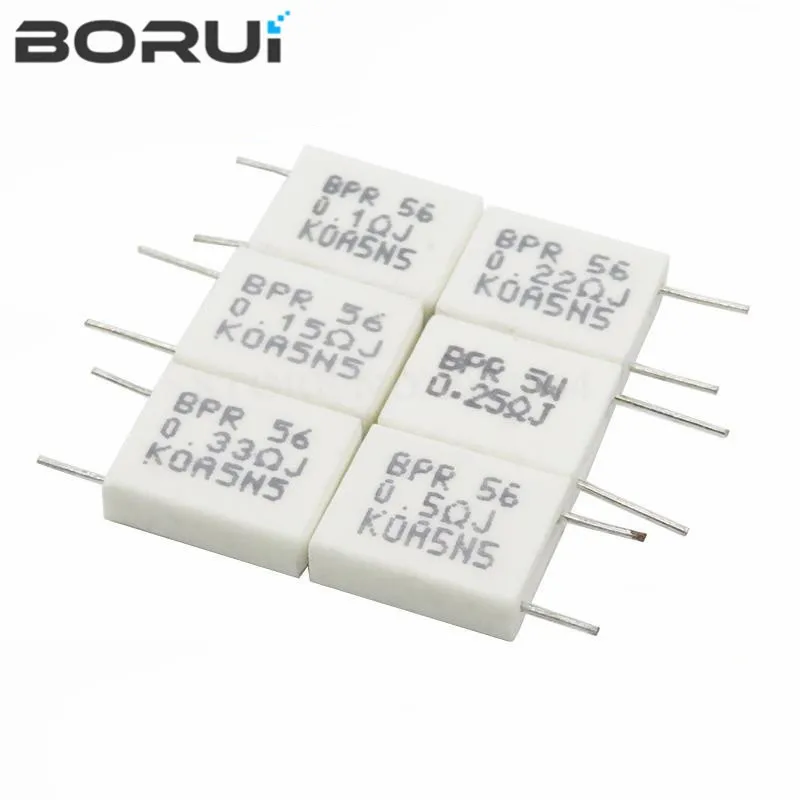 10PCS BPR56 5W Non Inductive Cement Resistor 0.01R 0.02R 0.05R 0.12R 0.15R 0.2R 0.22R 0.47R 0.1 0.15 0.22 0.25 0.33 0.5 ohm