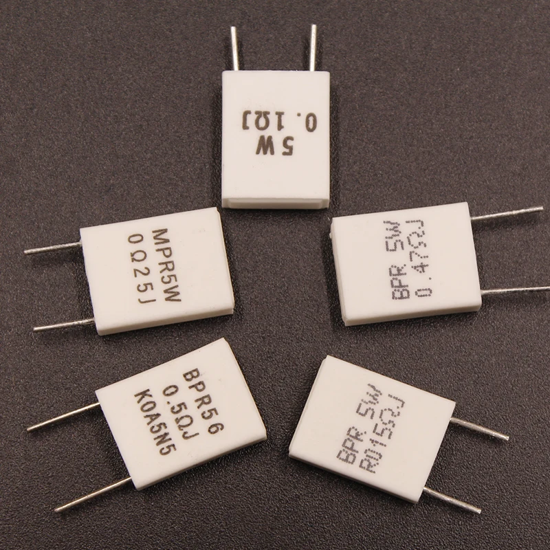 10Pcs MPR non inductive resistors 5W 0.01R 0.5R 0.068R 0.015R 0.22R 0.47R 0.25 ohm 0.015 ceramic cement resistors