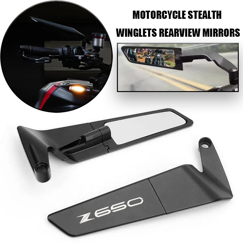 for Kawasaki Z650 Suitable new motorcycle modified fixed wind wing adjustable CNC Aluminum rearview mirror