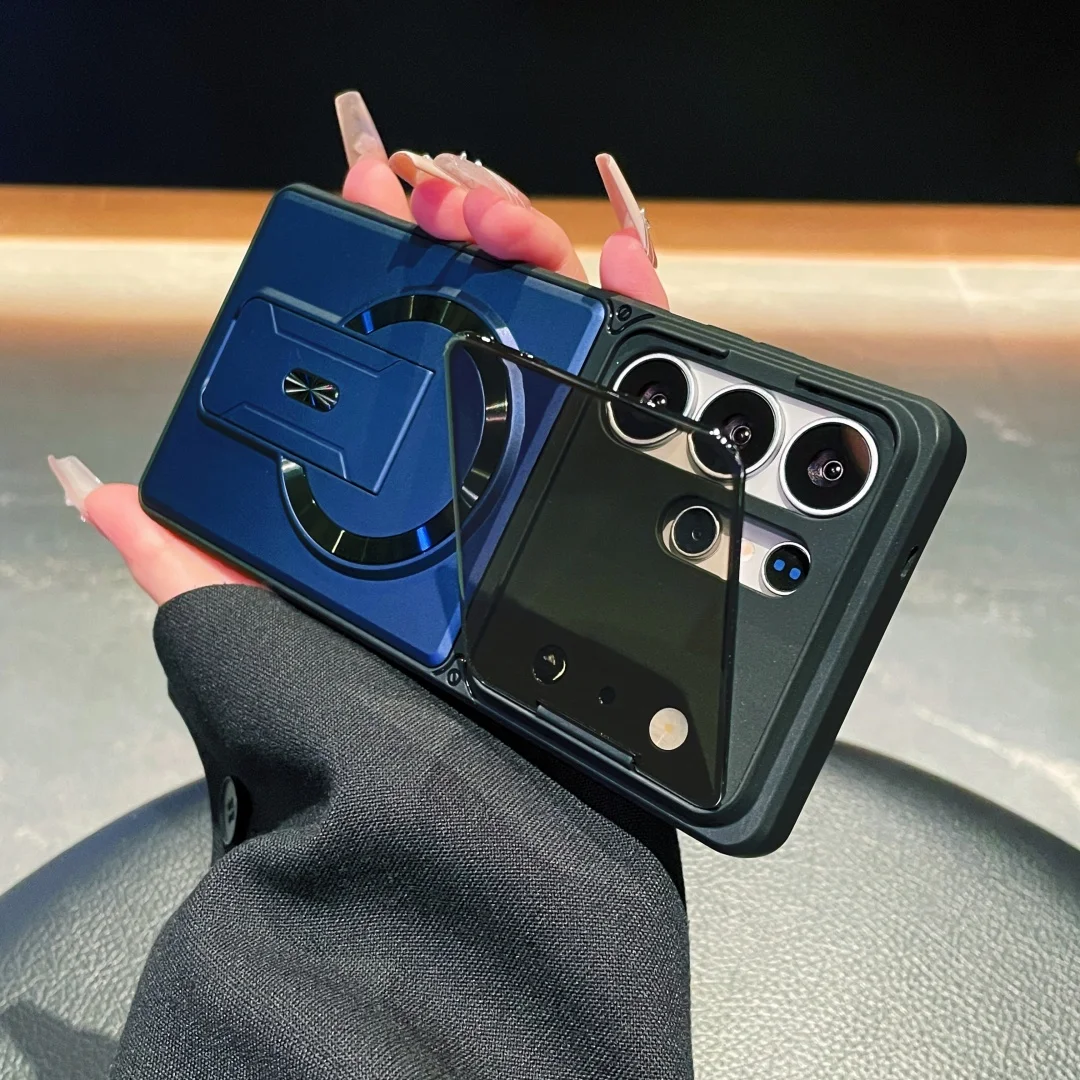 HODON Magnetic Bracket Phone Case For Samsung Galaxy S23 S24 S25 S26 Ultra S25 FE A56/36 A57 A37 A17 A16 A06 A07 Lens Filter Bracket Cover