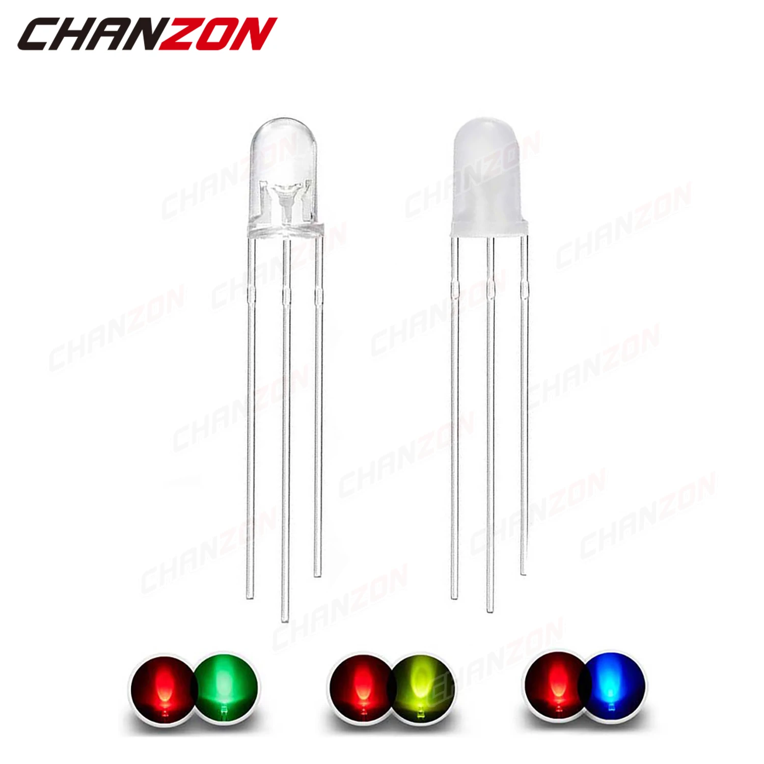 100 Pcs 5mm Led Diode Bicolor Two Color Red Green Blue Commmon Anode Cathode 2V 3V 20mA F5 Light Emitting Lamp Blub For DIY