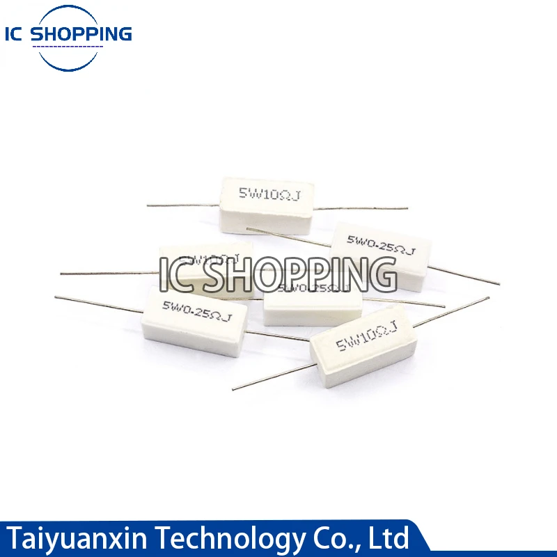 10pcs 5W 5% Cement Resistor 0.1 0.22 0.33 0.5 1 1.2 1.5 1.8 2 2.2 3 3.3 3.6 4.7 5 8 10 15 20 25 30 100 K R ohms Power Resistance