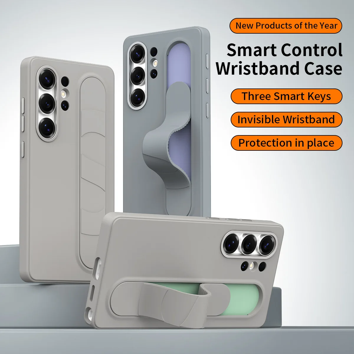 HODON Silicone Elastic Standing Wristband Protective Phone Case For Samsung Galaxy S25 S24 Plus S25 S24 S23 Ultra S25FE Original Smart Cover