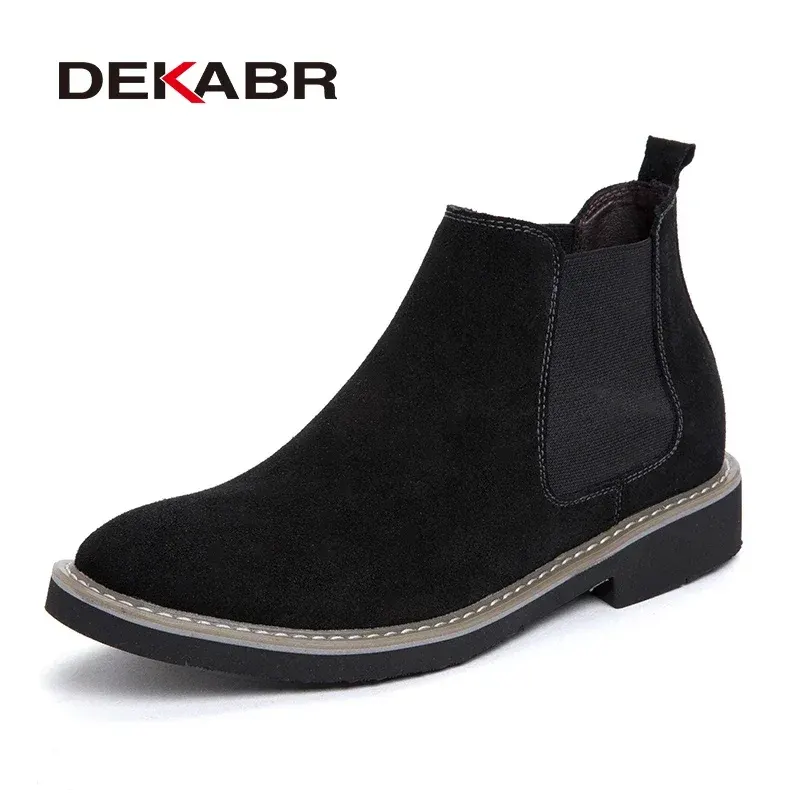 DEKABR Brand 2026 New Men Boots Increased 6cm Inside Height Insole Soft Hide Casual Walking Outdoor Classic Men Work Boots