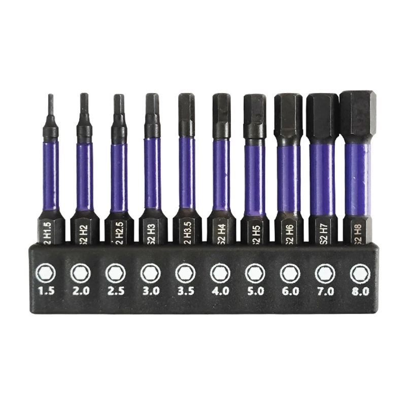 10 Piece Wrench Drill Set 1/4 Quick - Release Shank Magnetic Bits Impact Hex Head Screwdriver Bit