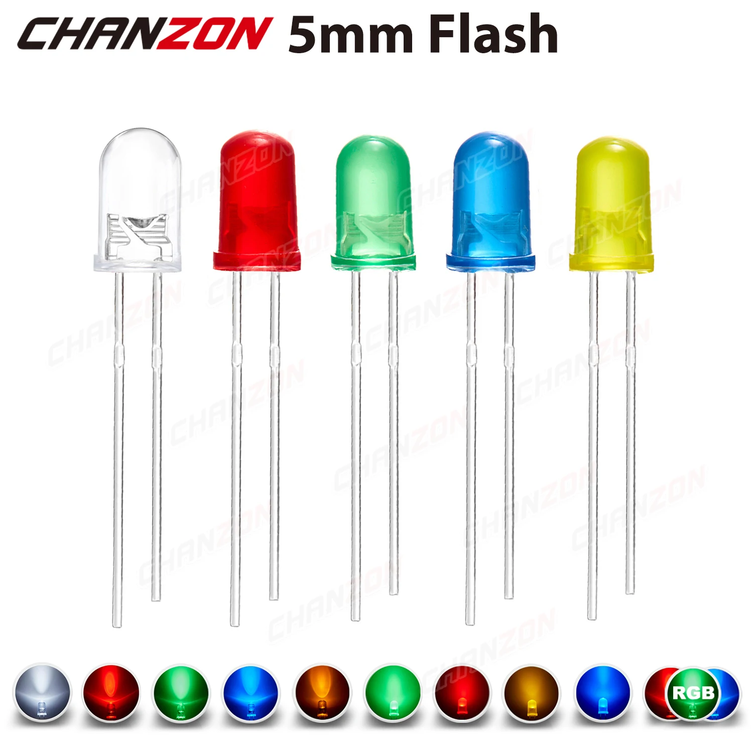 100 pcs/LOT 5mm Fast RGB Flash Red Green Blue Rainbow Multi Color light emitting diode Round LED XIASONGXIN LIGHT F5 Full color