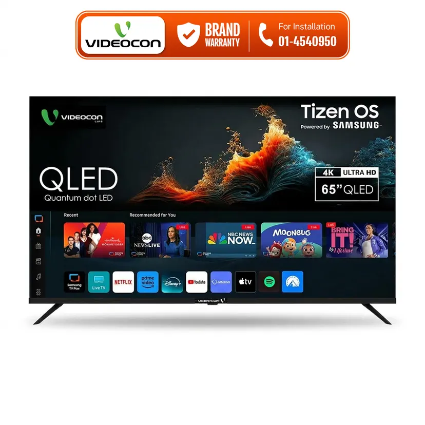 Videocon Life 65" QLED TV 4K UHD HDR10 Dolby Audio Powered By Samsung Tizen OS Frameless