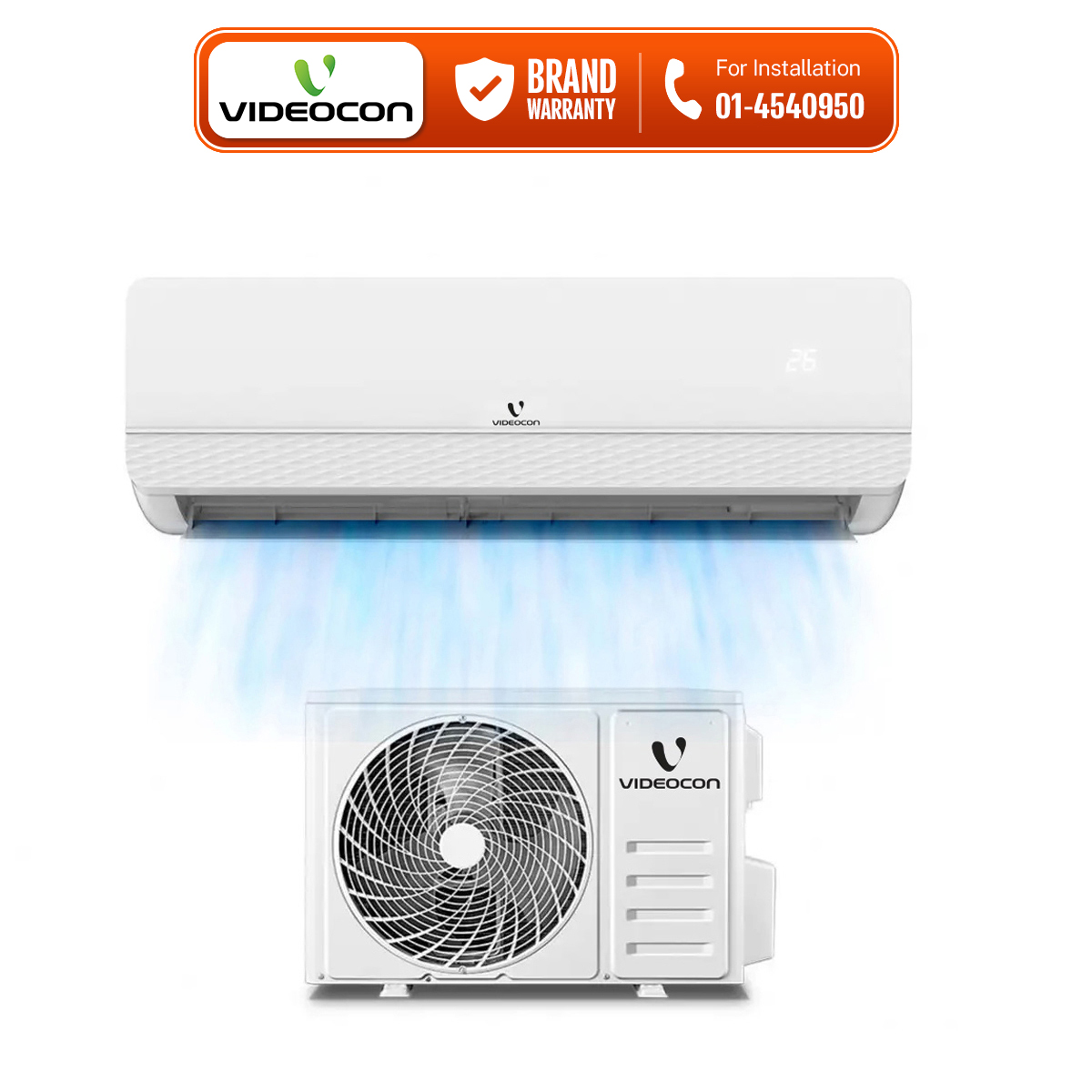 Videocon 1.00 Ton Air Conditioner Cooling + Heating with 4D Swing, Golden Fin, R32 Gas