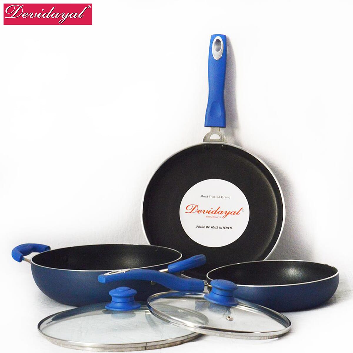 DeviDayal Induction Base 3 Pcs Soft Touch Non Stick Cookware Set