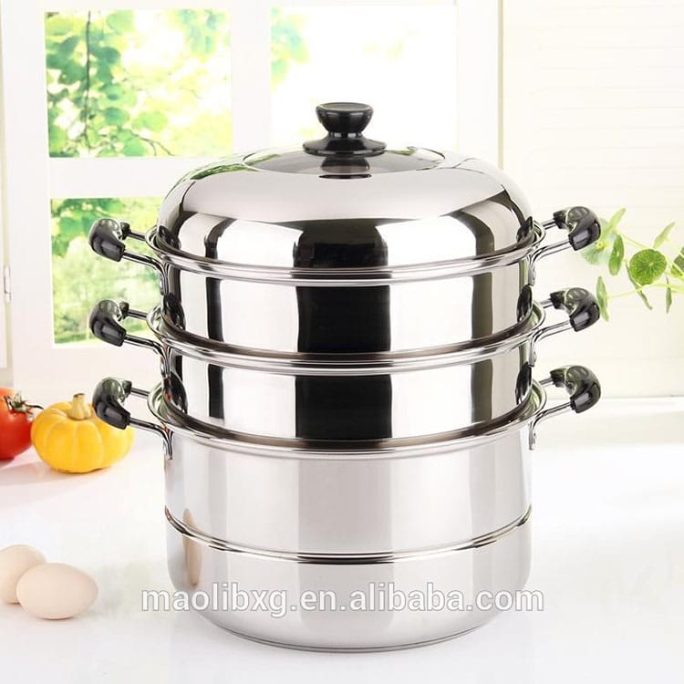 Tulip Stainless Steel 3 layer Multipurpose Momo Pot Steamer With Lid 26 Cm