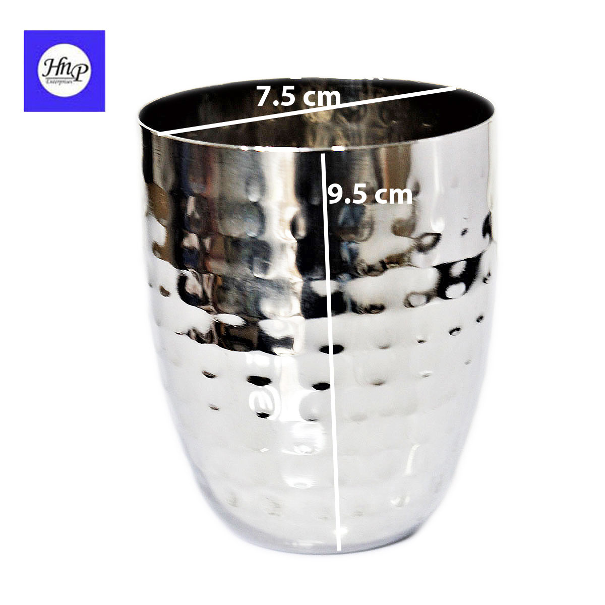 DeviDayal Stainless Steel Hammered Water Glass Cum Juice Glass- 450 ML