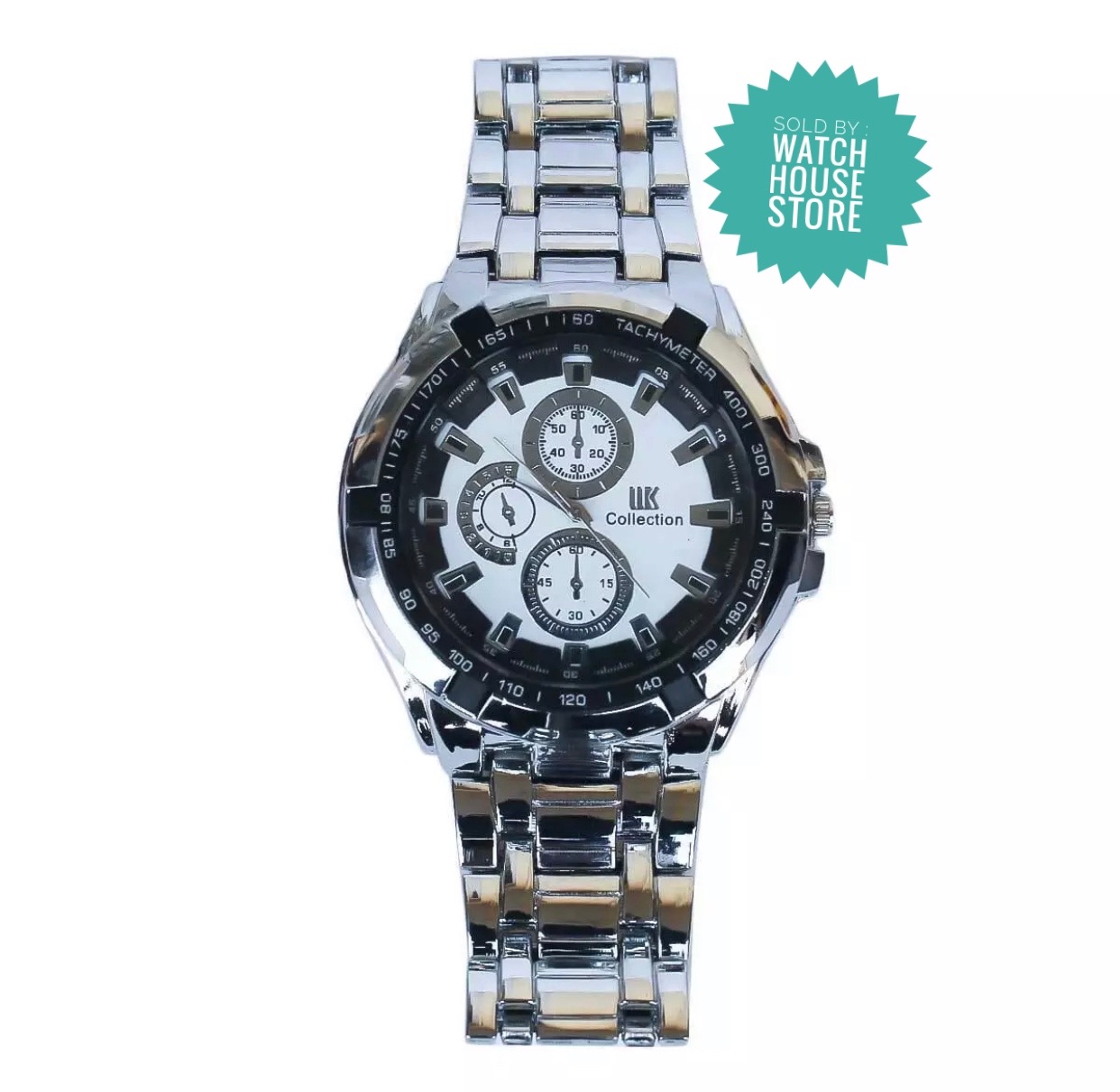 Ik Collection White Dial Round Shape Stainless Steels Watch For Men
