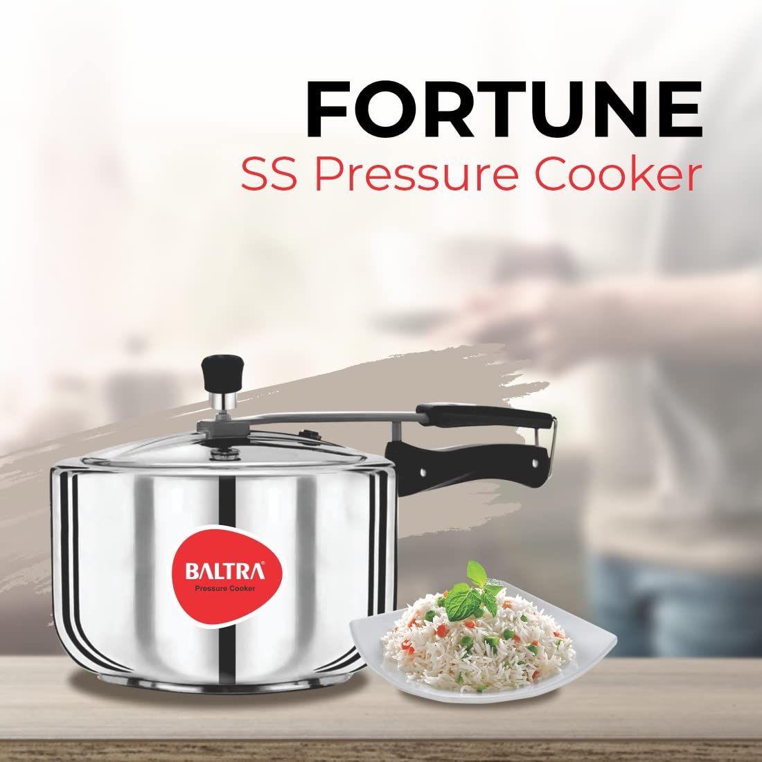 BALTRA Fortune Stainless Steel Induction Compatible Pressure Cooker 5 LTR, Silver