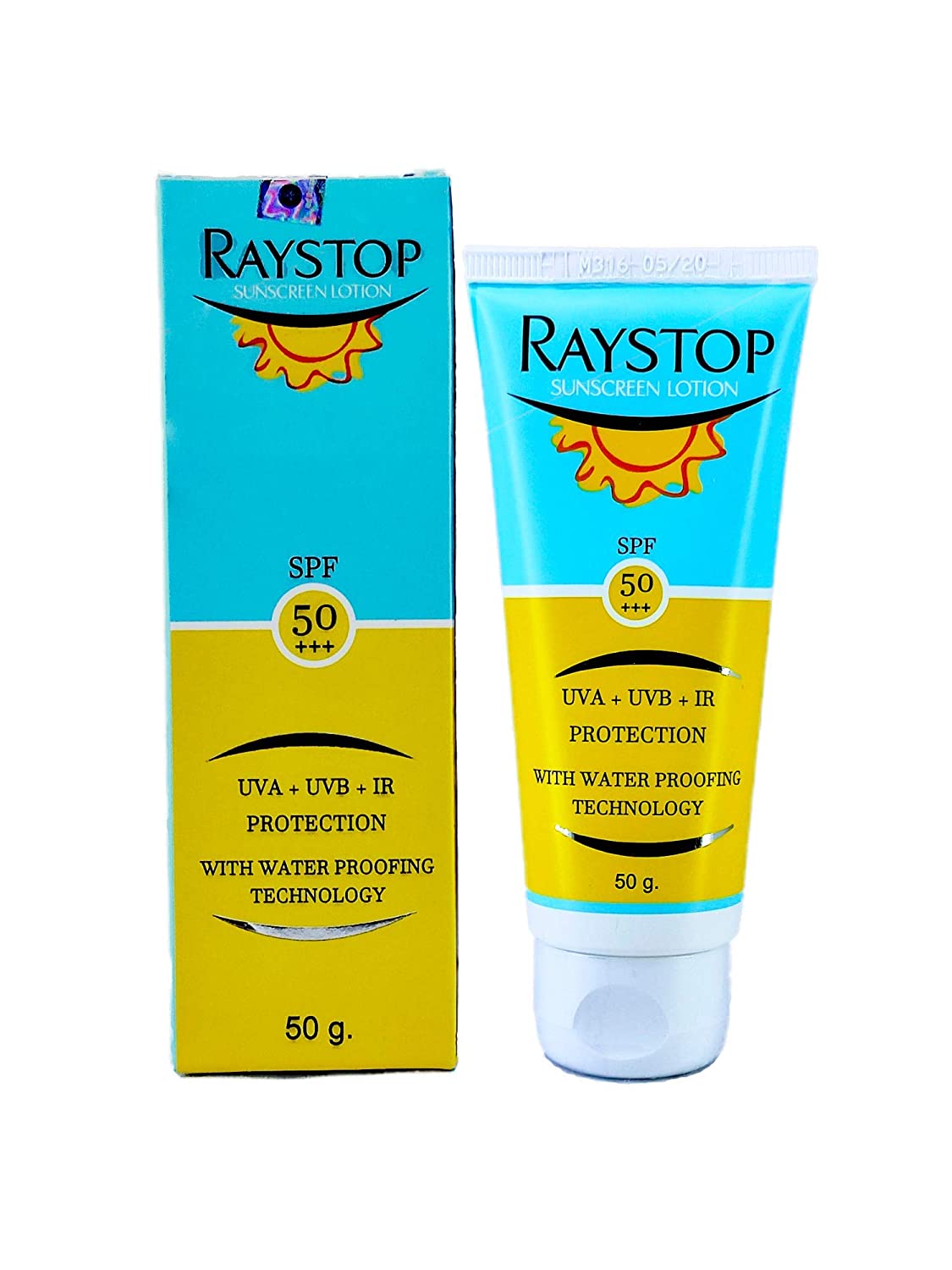 Raystop Sunscreen Lotion SPF 50+++, UVA+UVB+IR Protection, With Water Proofing Tecnology, 100gm