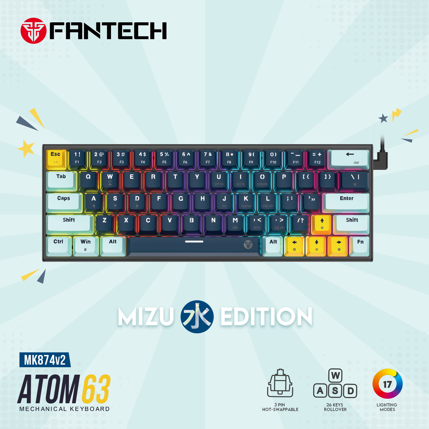 Fantech ATOM MIZU SERIES ATOM 63 MK874V2 Keyboard Mechanical Gaming