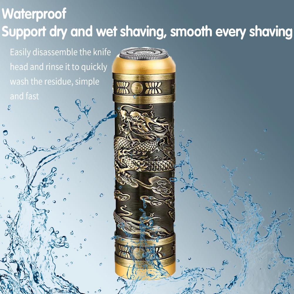 USB Rechargeable Shaver Mini Electric Vintage Shaver Razor For Men And Ladies With Buddha Design Engraved Metal Body