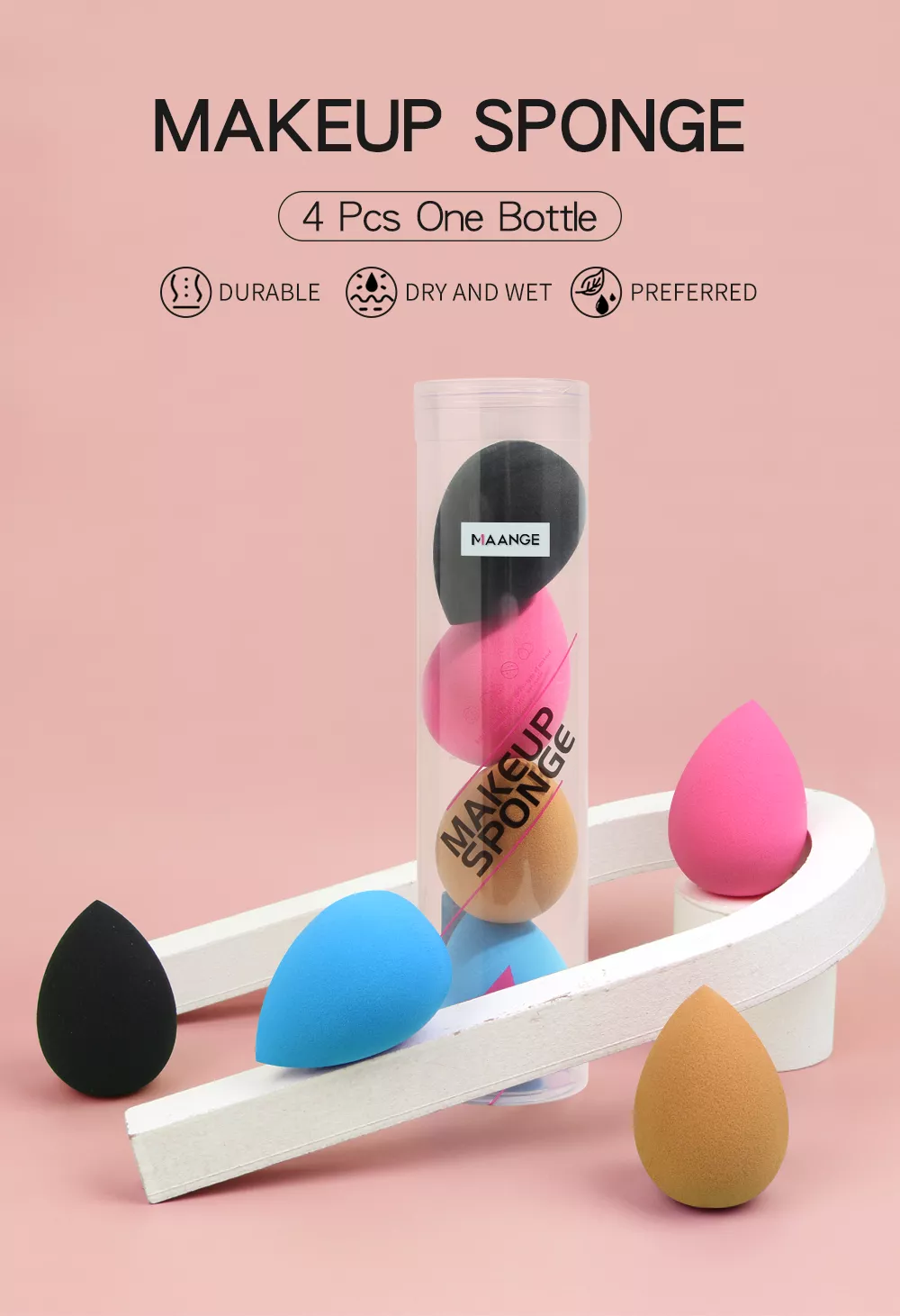 MAANGE 4 Pcs Makeup Sponge Makeup Egg Sponge Makeup Puff Beauty Powder Puffs Face sponge MAG5892 - image 1