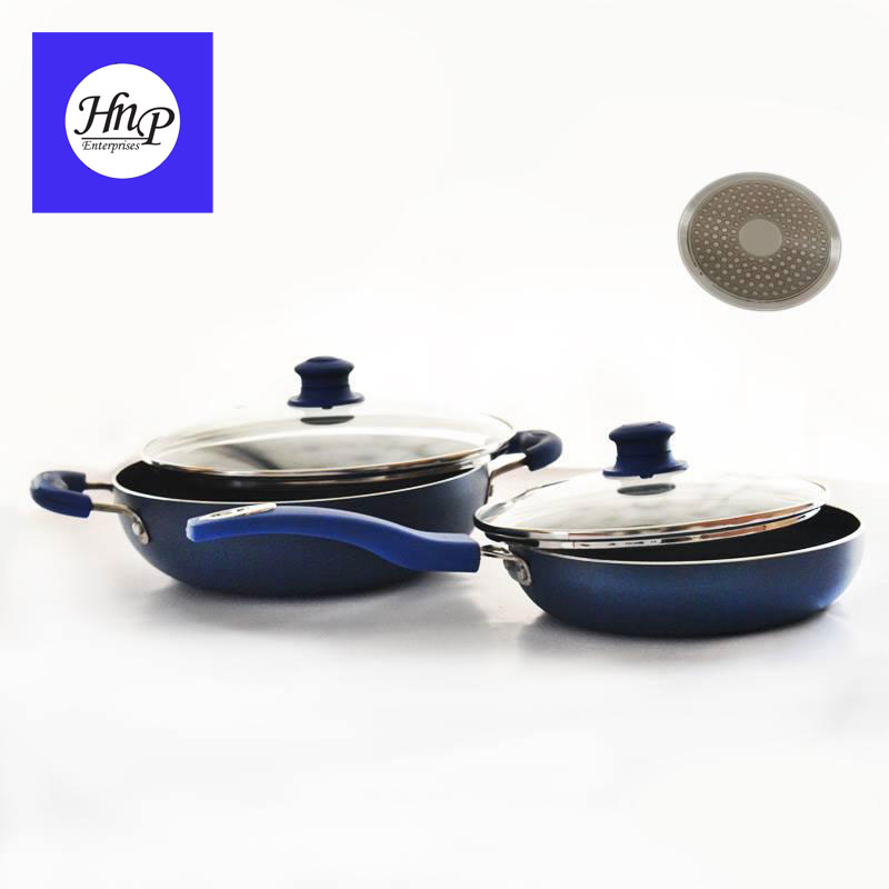 DeviDayal l Silicon Soft Handle 2 Piece Cookware Set With Glass Lid- 26 cm