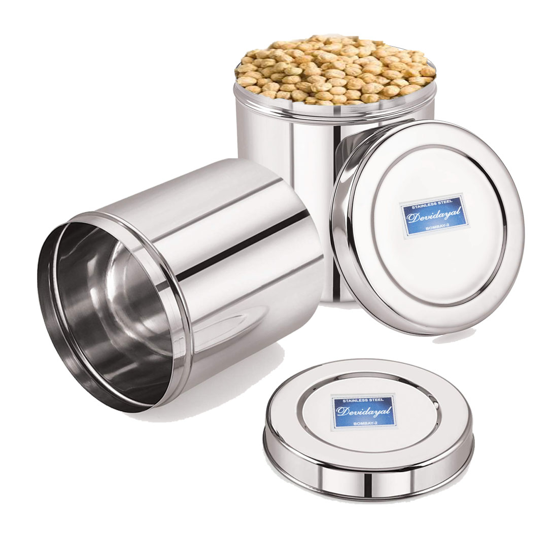 DeviDayal Stainless Steel Deep Multi Purpose Container Pack of 2 Unit ( 7500ML & 8500ML)