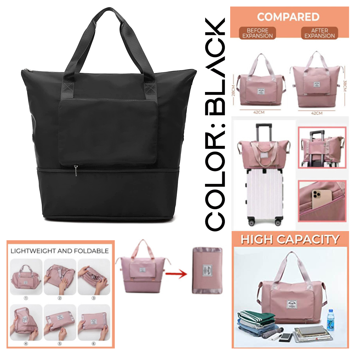 Large Capacity Waterproof Folding Travel Bag