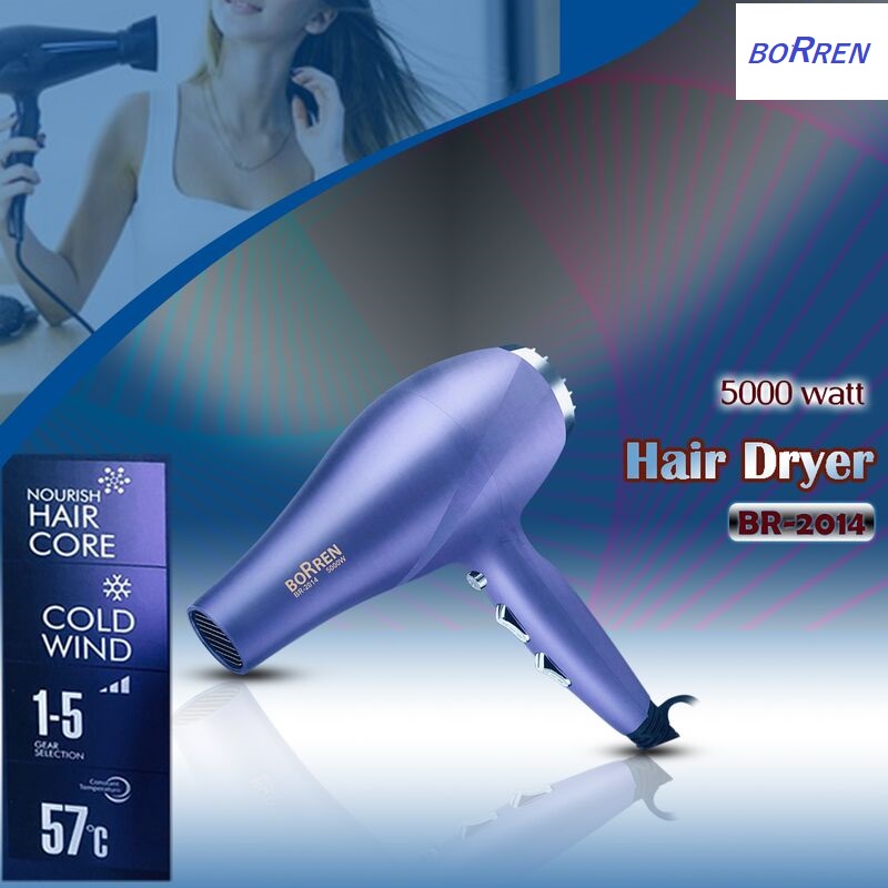 5000 Watt Borren BR-2014 Hair Dryer Professional Salon Style Hot & Cold Air Hair Dryer