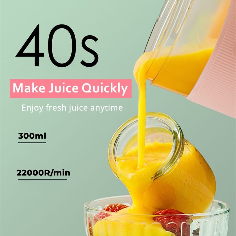 Portable USB Rechargeable Electric Mini Smoothie Maker Juice Fruit Blender Travel Cup - Pink