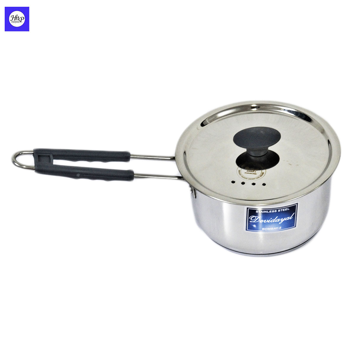 DeviDayal Induction Base Stainless Steel Premium Silicon Soft Handle Heavy Gauge Kadai With LId-26 CM