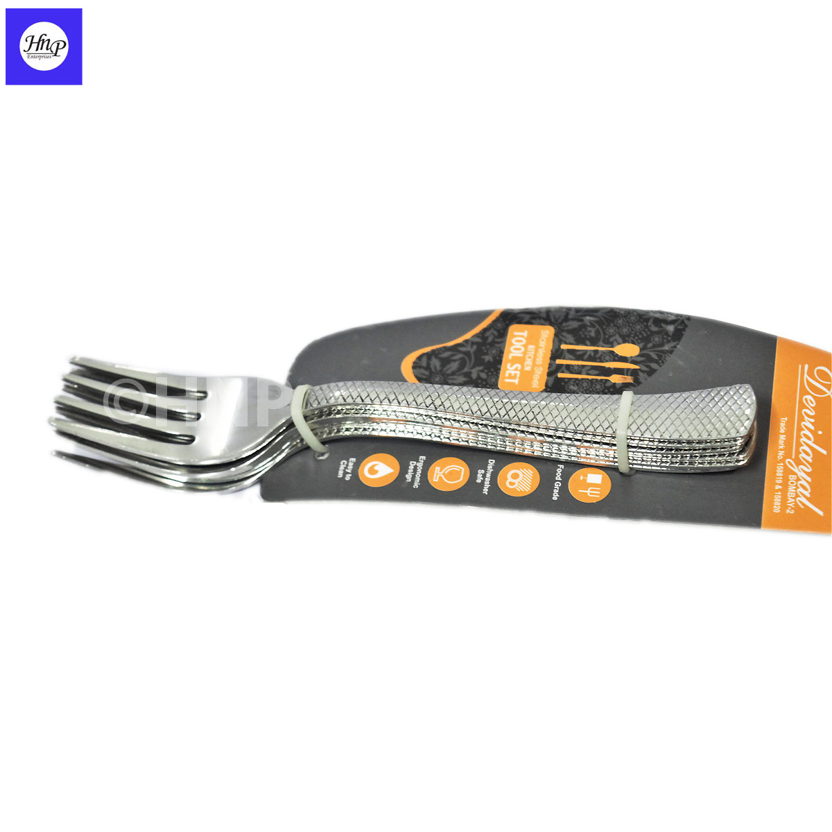 DeviDayal Stainless Steel Zig Zag Royal Handle Dinner Fork Pack Of 6
