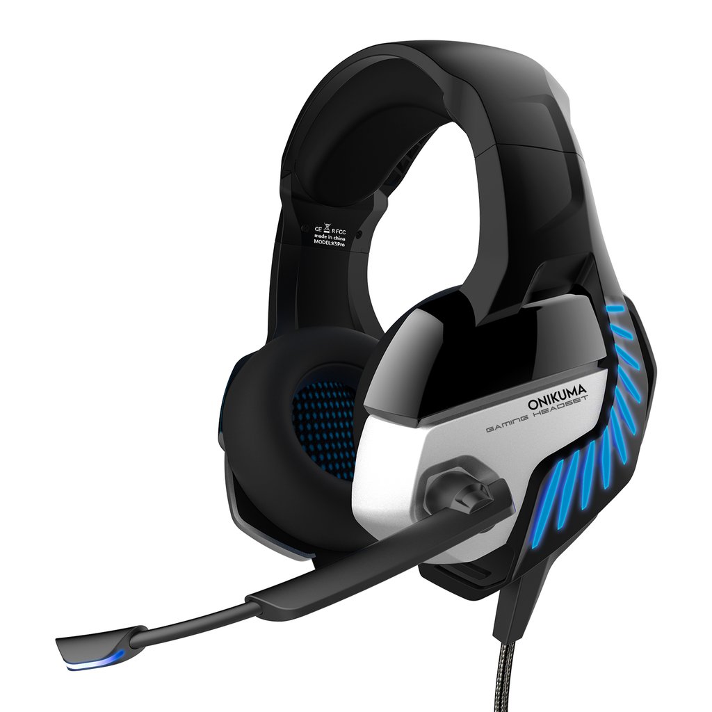 ONIKUMA K5 PRO Stereo Gaming Headset with Mic, Controls and LED light for PC, PS4, Xbox and Mobiles (Black/Red)