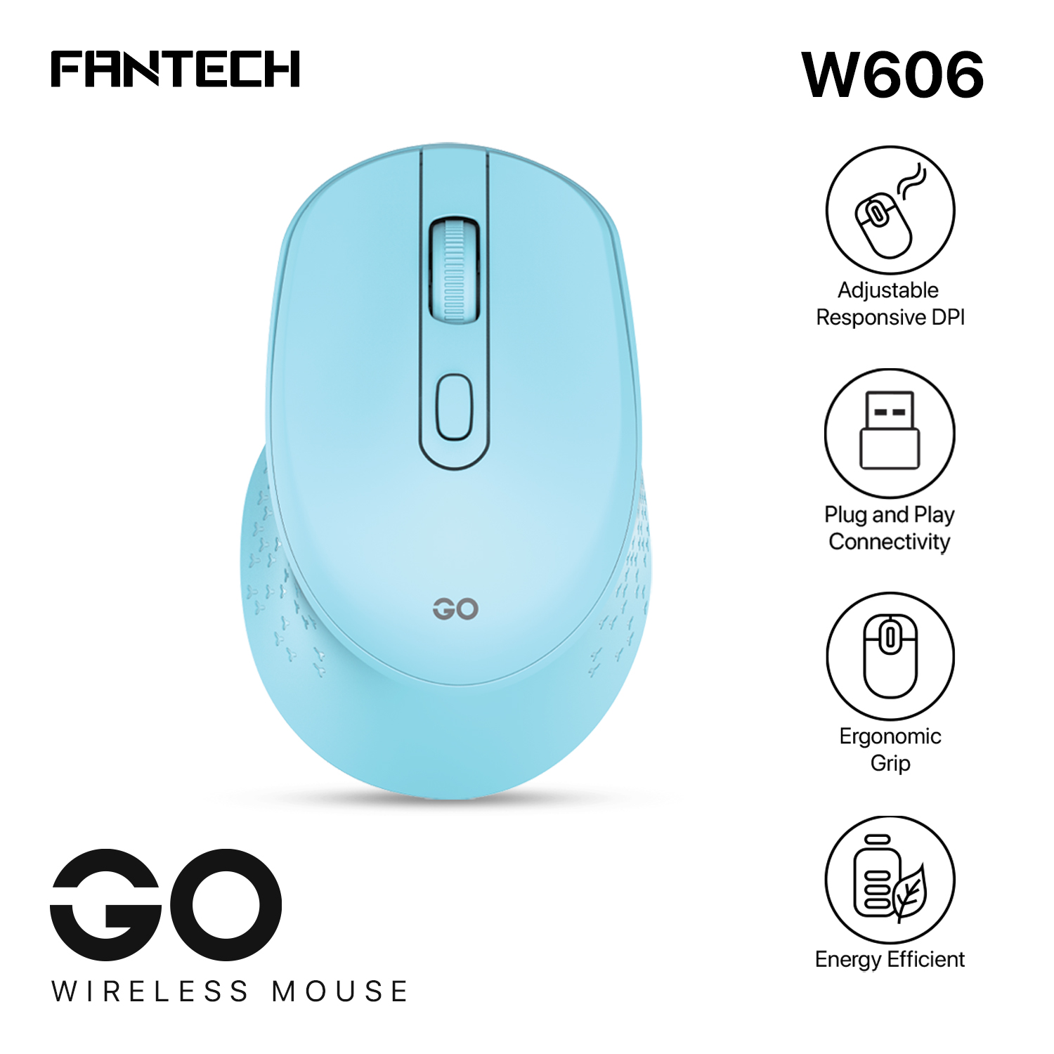 Fantech GO W606 Wireless Office Mouse Plug and Play Connectivity With Ergonomic Grip