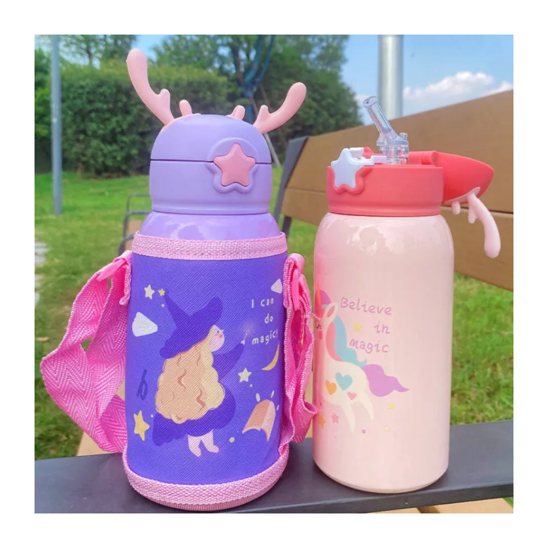500 Ml Hot Cold Thermus Stainless Steel Insulated Tumbler Thermos Vacuum Thermus Antler Water Bottle With Bag And Straw