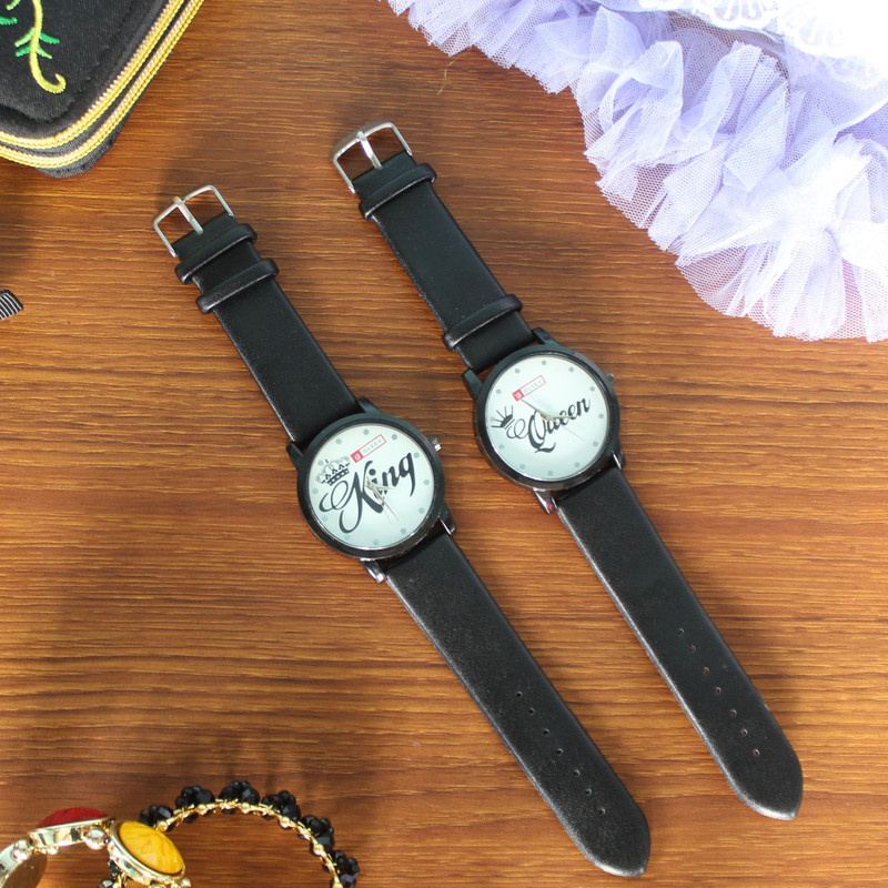 Fashionable Round White Dial King/Queen Couple Watches For Him/Her C