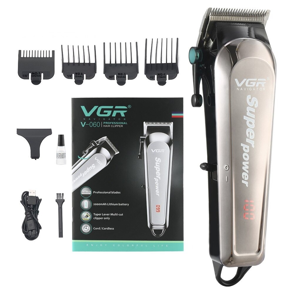 Vgr V060 Electric Hair Clipper Professional Super Power Hair Trimmer For Men Lcd Rechargeable Shaver Hair Cutting Machine Haircut