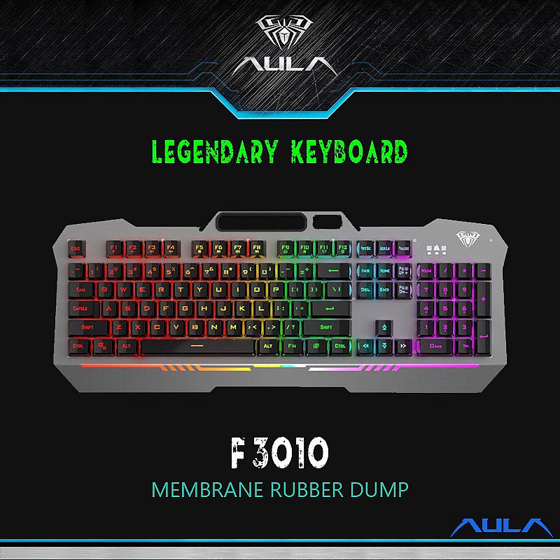 AULA F3010 Wired Gaming Keyboard 26 Keys Anti-ghosting Ergonomic Metal Panel Mix Backlit LED Gamer Keyboard