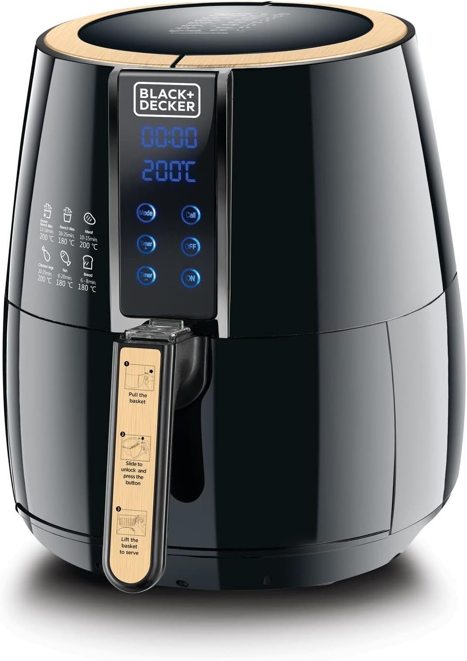 Black & Decker Digital Air Fryer, 1500W, 4L/1.2kg, 360° Hot Air Convection Technology(A400-B5)
