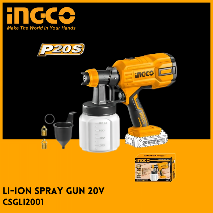 Ingco Lithium-Ion Cordless Spray Gun 20v CSGLI2001