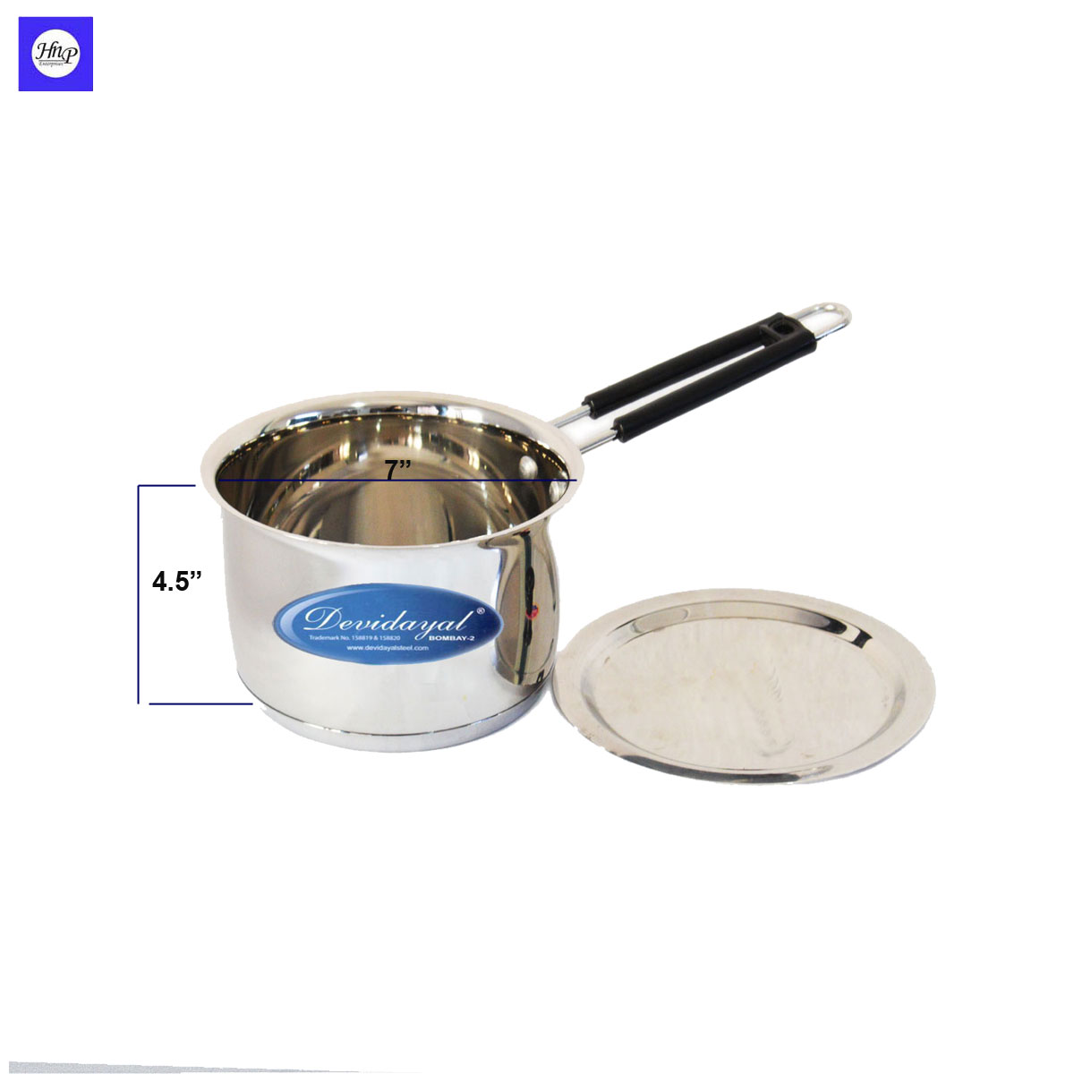 DeviDayal Induction Base Wired Handle Stainless Steel Heavy Gauge Sauce Pan 2000 ml
