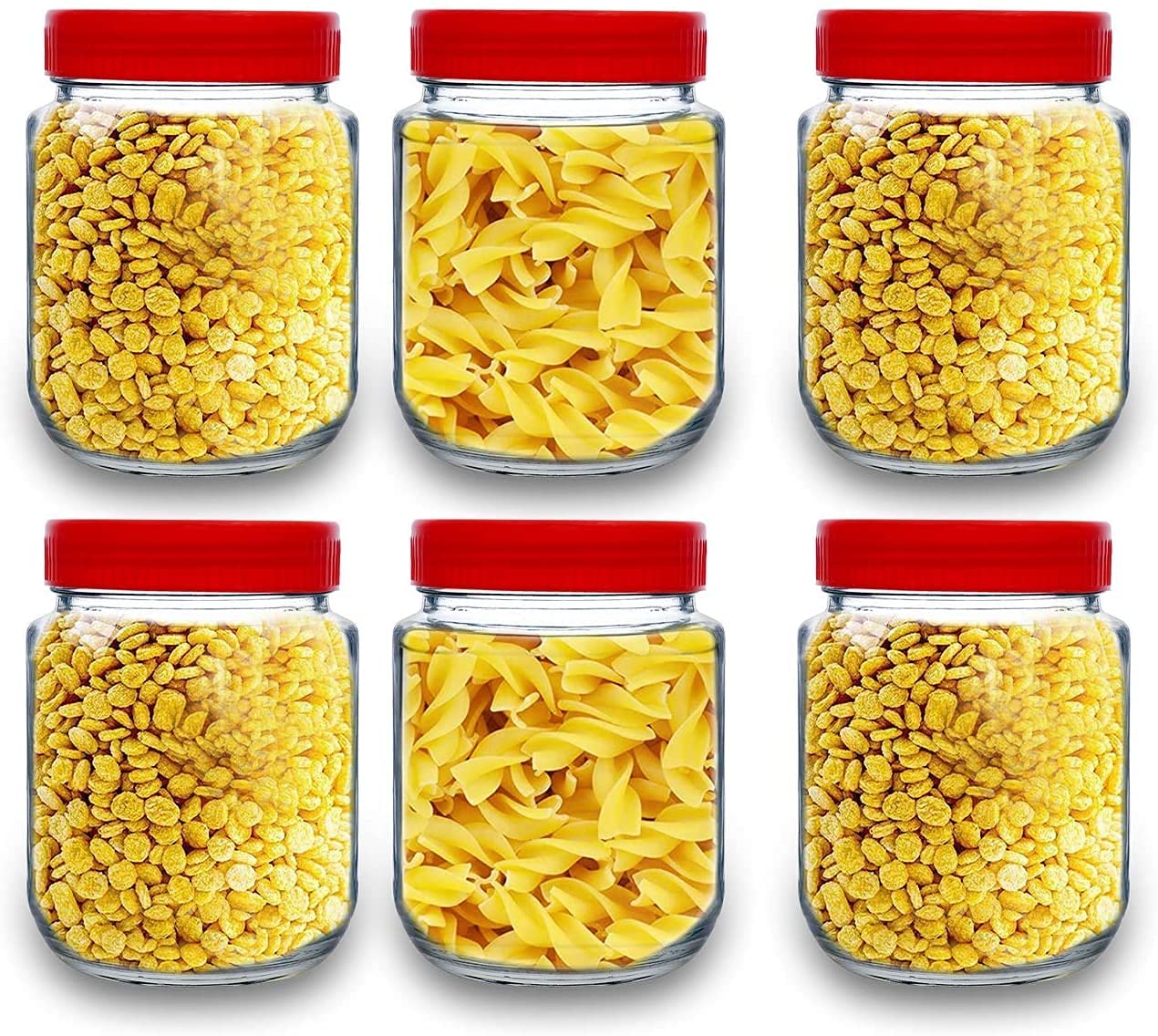 Round Transparent Container Kitchen Storage Glass Jar 1000ML - Set Of 4