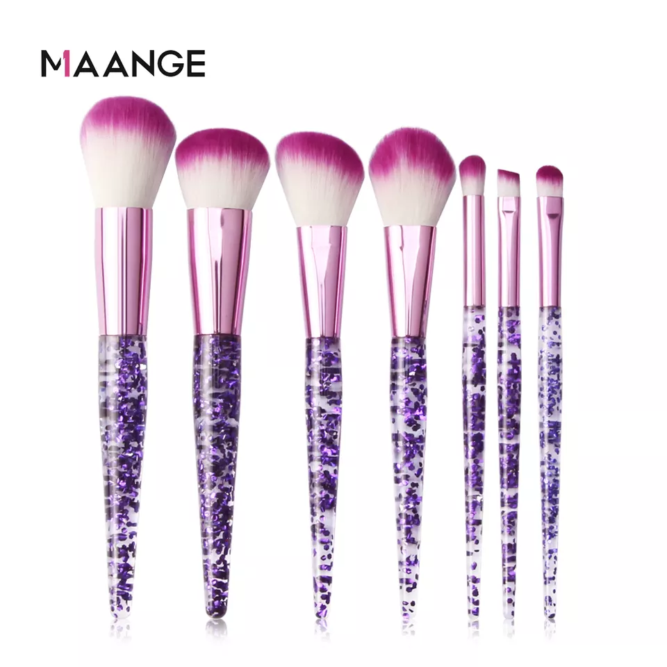 MAANGE 7pcs Quicksand Flash Handle Cosmetic Brush Set MAG5776Z - image 1
