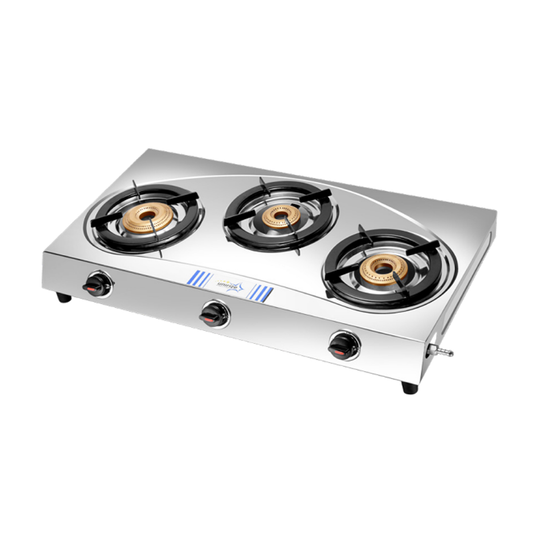 Unirize Solitare Non Auto 3 Burner Stainless Steel Gas Stove