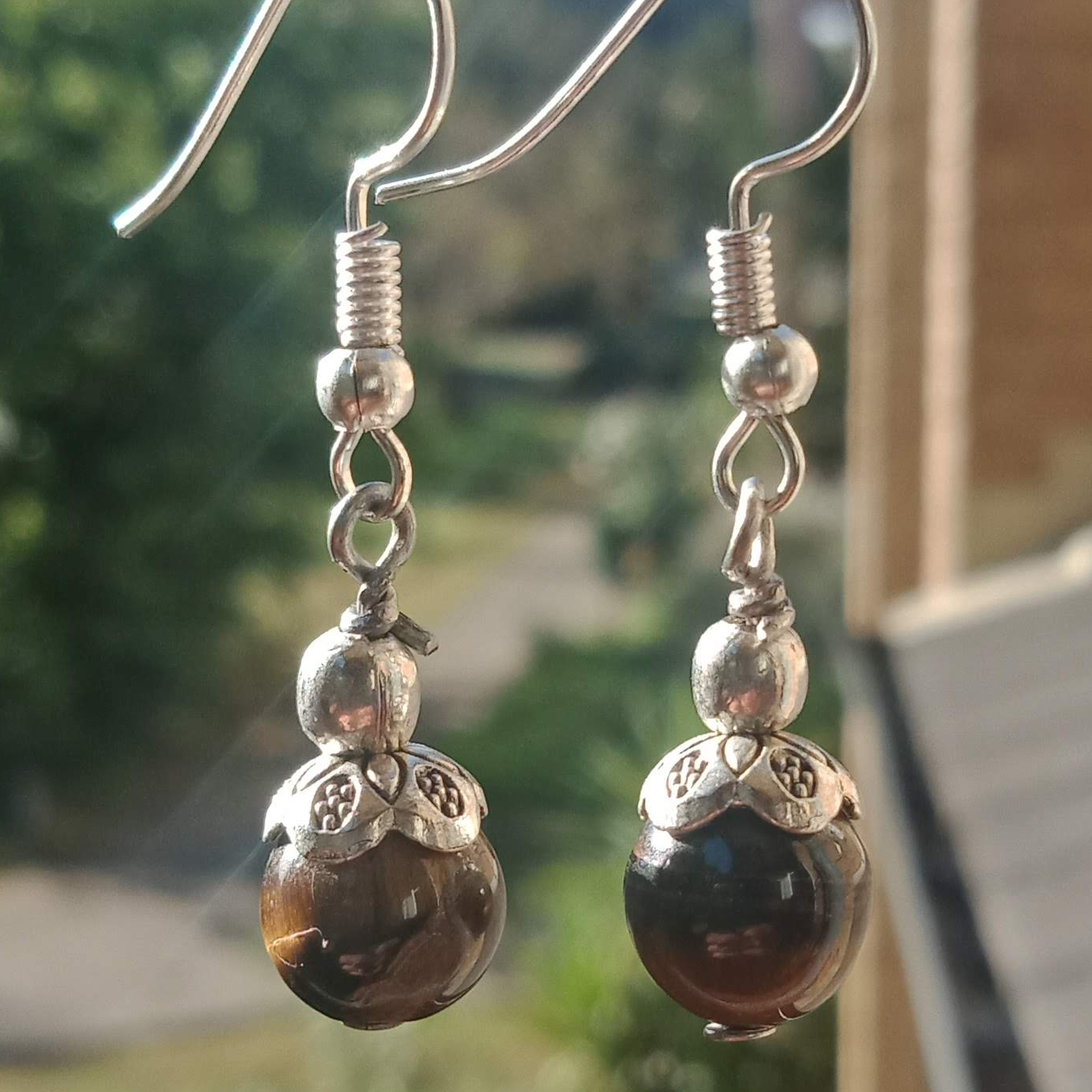 Tiger Eye Stones Beaded Earrings
